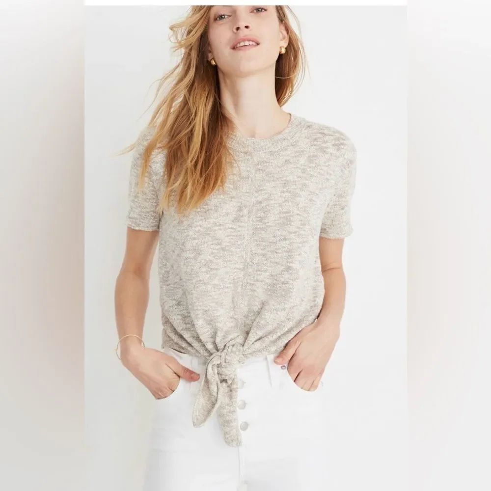 Madewell Gray Knot Front Tee shirt Size large